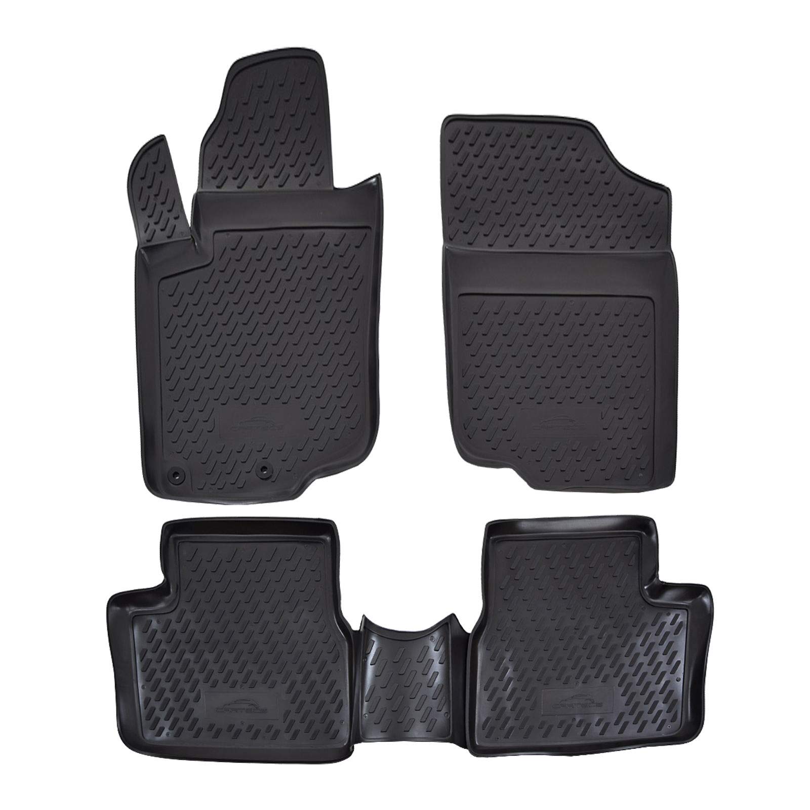 J&J Automotive | Tappetini In Tessuto In Velluto Con Logo Su Misura Adatti Per 207 CC 2007-2015,4 Pezzi, Anteriore E Posteriore, Nero, Antiscivolo