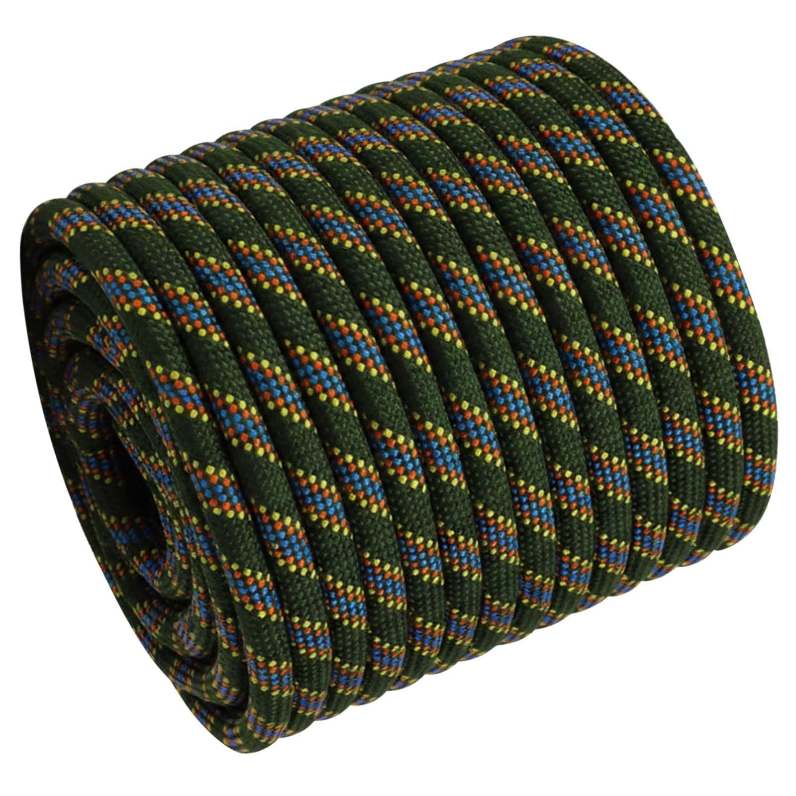 Derzinet Armygreen/Blue Double Braided Arborist Rope - 1/2 Inch X 100 Feet Polyester Rope - High Strength Climbing Rope For Tree Work, Halyard, Sailing ()