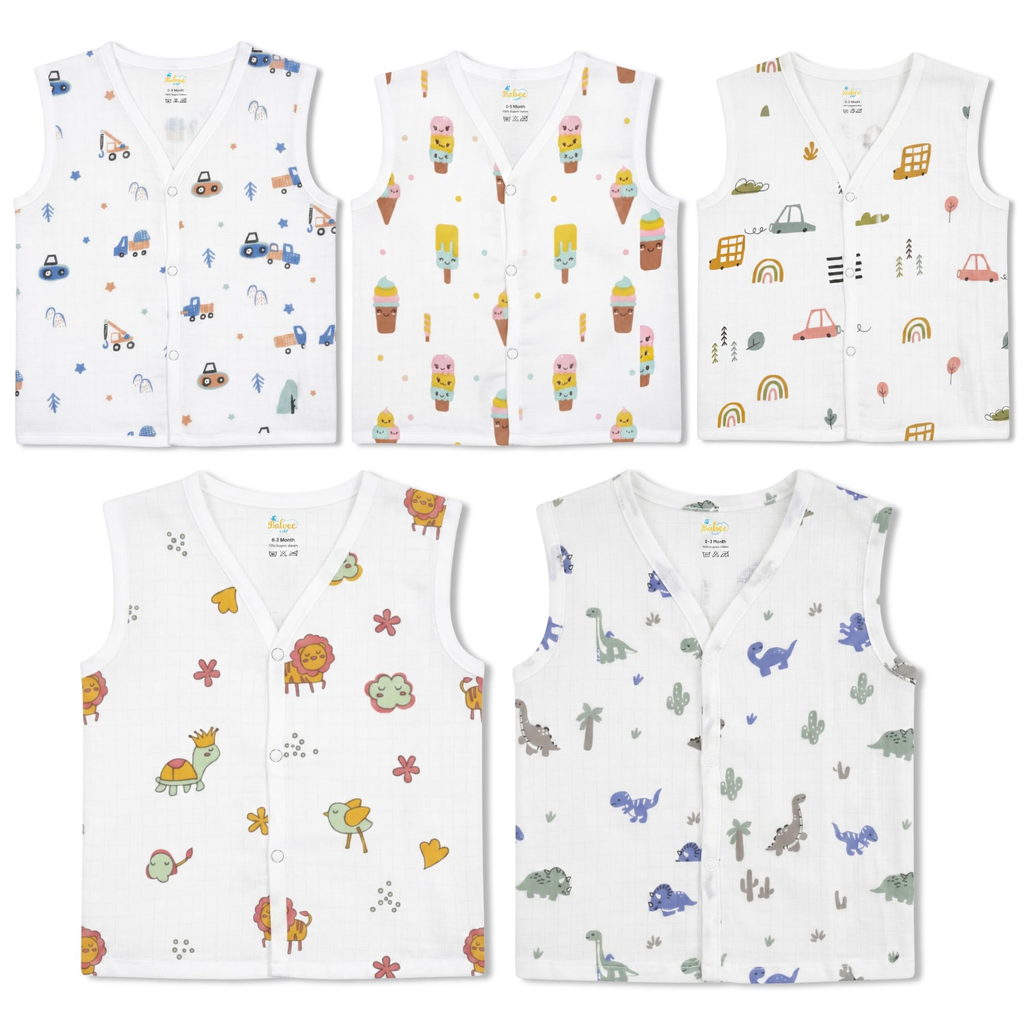 Muslin Jhablas for New Born Baby| 100% Cotton Muslin Sleeveless Jhabla Set | Ultra Soft & Breathable Baby Jhablas for Summer-image-0