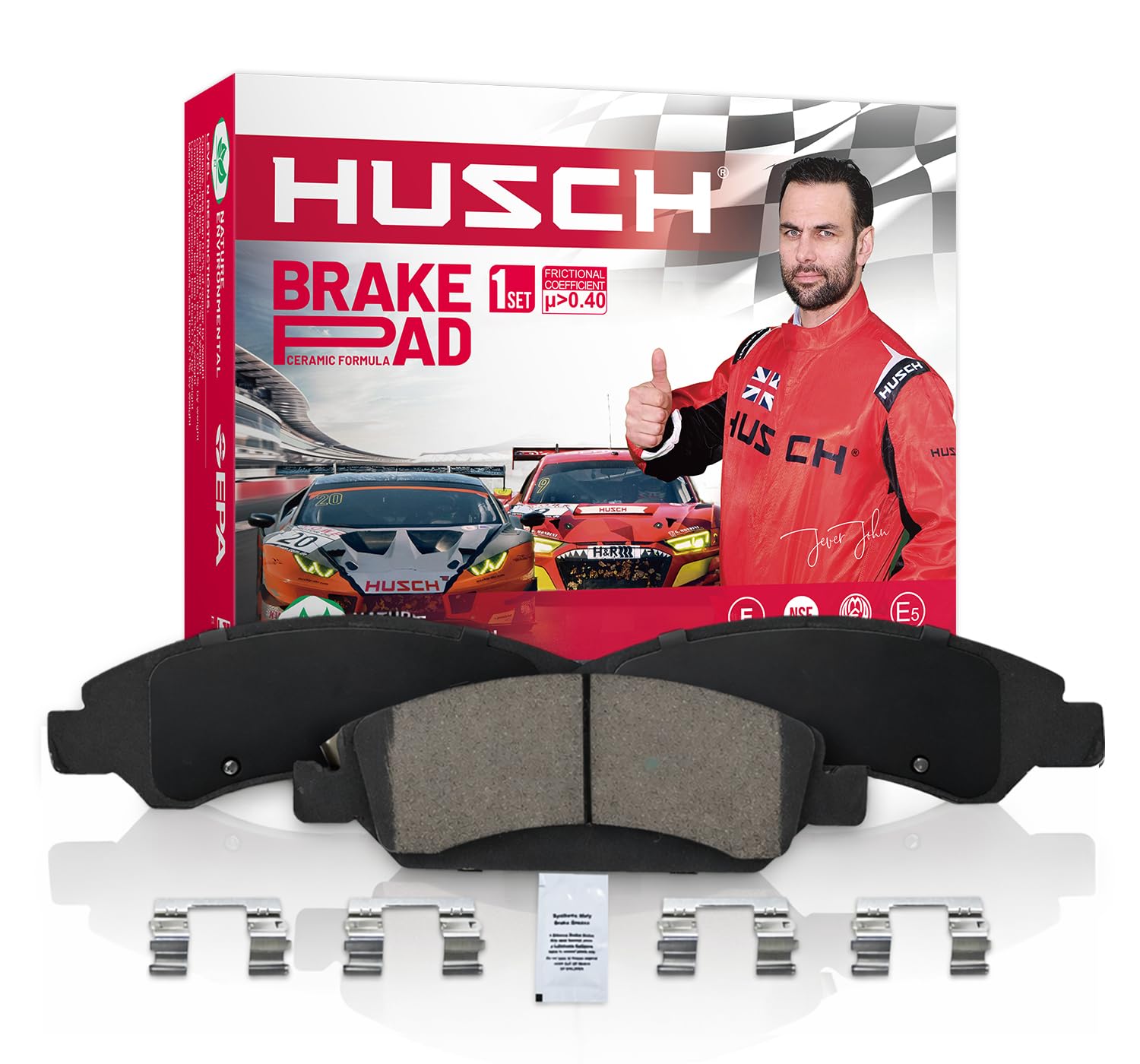 HUSCH D787 Front Ceramic Brake Pads Kit Fit For Acura CL 2001-2003, For CSX 2006-2011, For RL 1999-2004, For TL 1999-2008, For TSX 2004-2010, For Honda Accord 2003-2011, For Civic 2006-2009