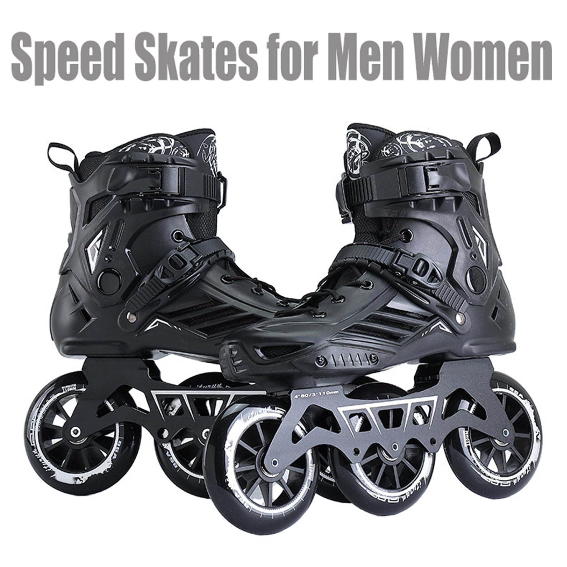 Patines En Línea Adulto, Patines De Velocidad para Hombre Y Mujer, Patines De Carreras - 3 Ruedas De 110 Mm, Patines Profesionales para Interior Y Exterior, Unisex