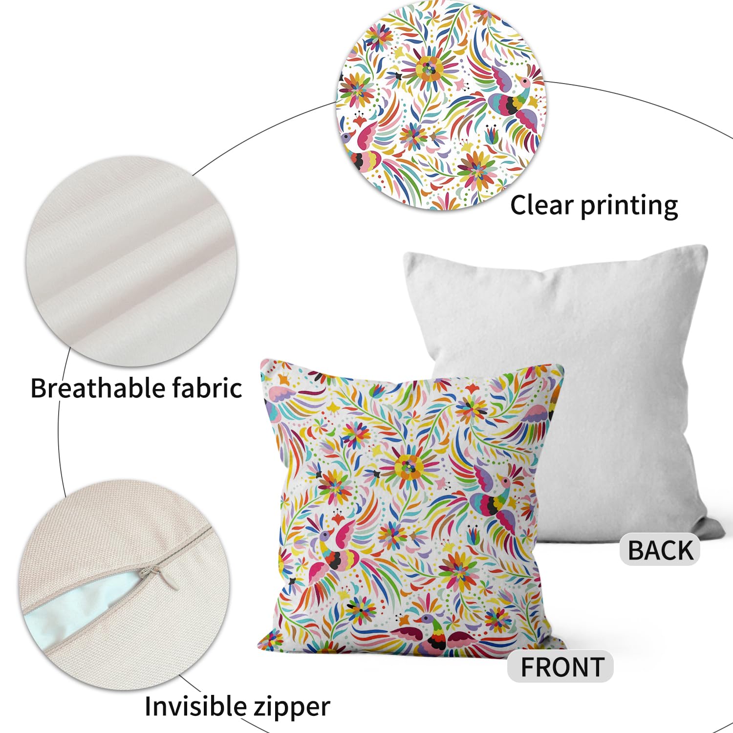 Joymaison Housse Coussin 45x45 Lot De 4 Fleurs Aquarelle Vintage Taie D'oreiller Fleur Plante Abstrait Housse D'oreiller Pour Coussins Canapé Housses Home Décor