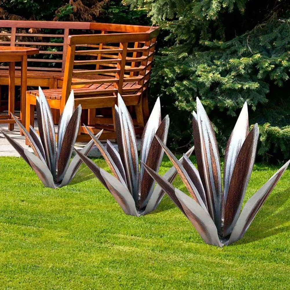 1 Sztuk Rustykalna Rzeźba Rustykalna Ręcznie Malowana Metalowa Agawa Ogród Yard Art Decoration