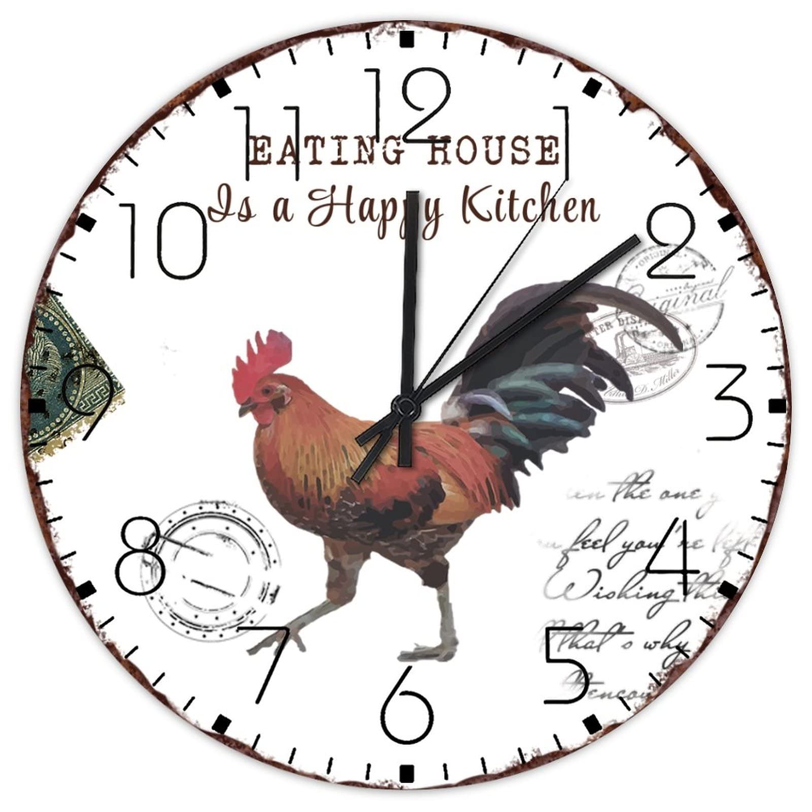 Horloge murale silencieuse 38cm Eating House à piles pour cuisine et loft