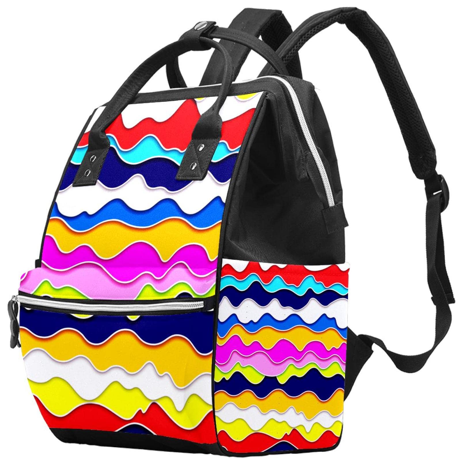 Bolsa de pañales con diseño de olas marinas, impermeable, bolsa multifuncional para el cuidado del bebé, bolsa cambiadora de pañales para hombres y mujeres, 27 x 20 x 36,5 cm