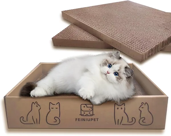 FEINIUPET Cat Scratching Board Set (3-Pack) – Durable & Eco-Friendly Cat Scratcher Pads for Indoor Cats, Double-Sided Corrugated Cardboard, Non-Toxic, Cat Scratch Pads for Scratching & Resting