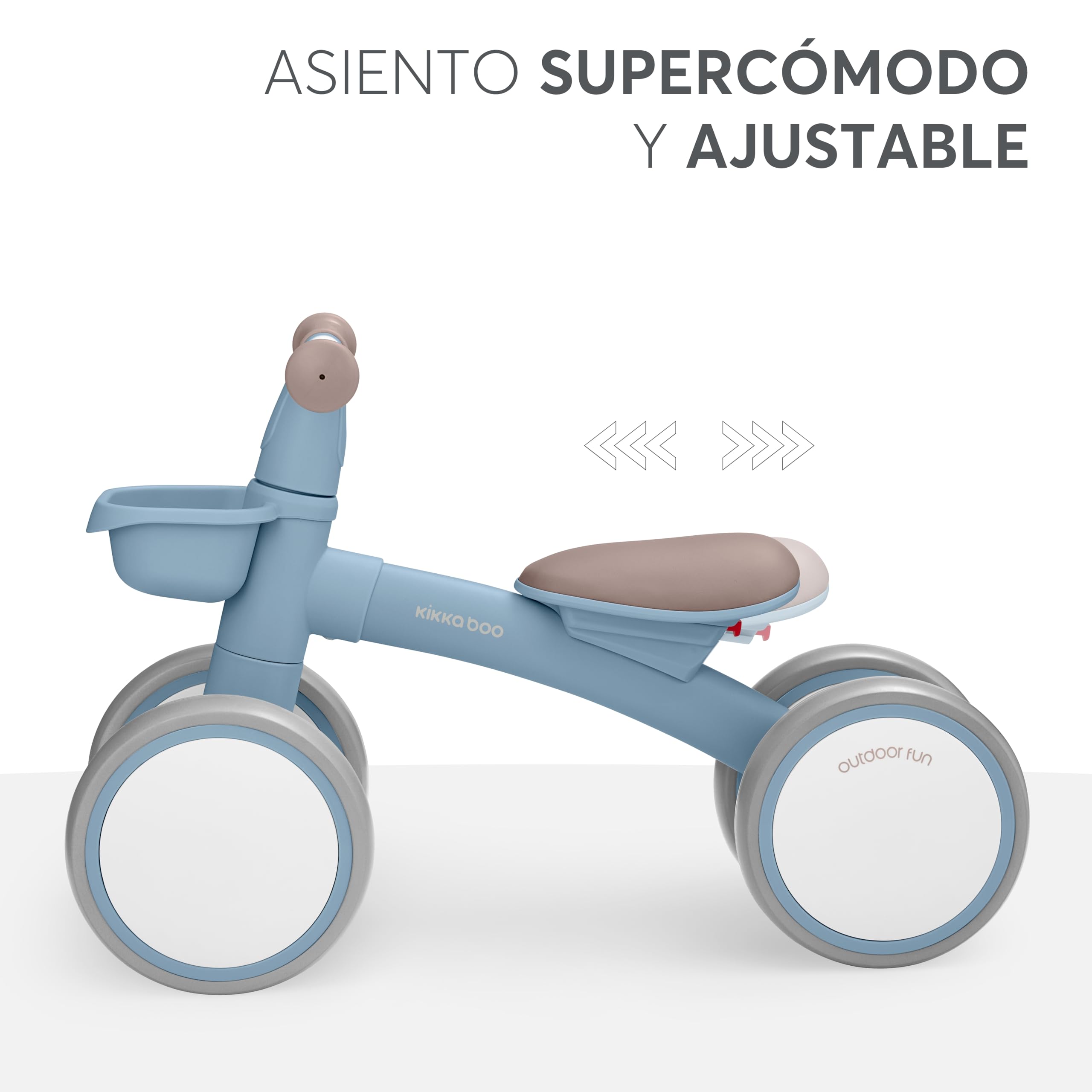 KikkaBoo Bicicleta Sin Pedales ZIPI, Correpasillos Bebé de 1 a 3 Años, Bicicleta Equilibrio, Bici Bebé con Canasta, Ajustable, Juguete para Niños, Azul