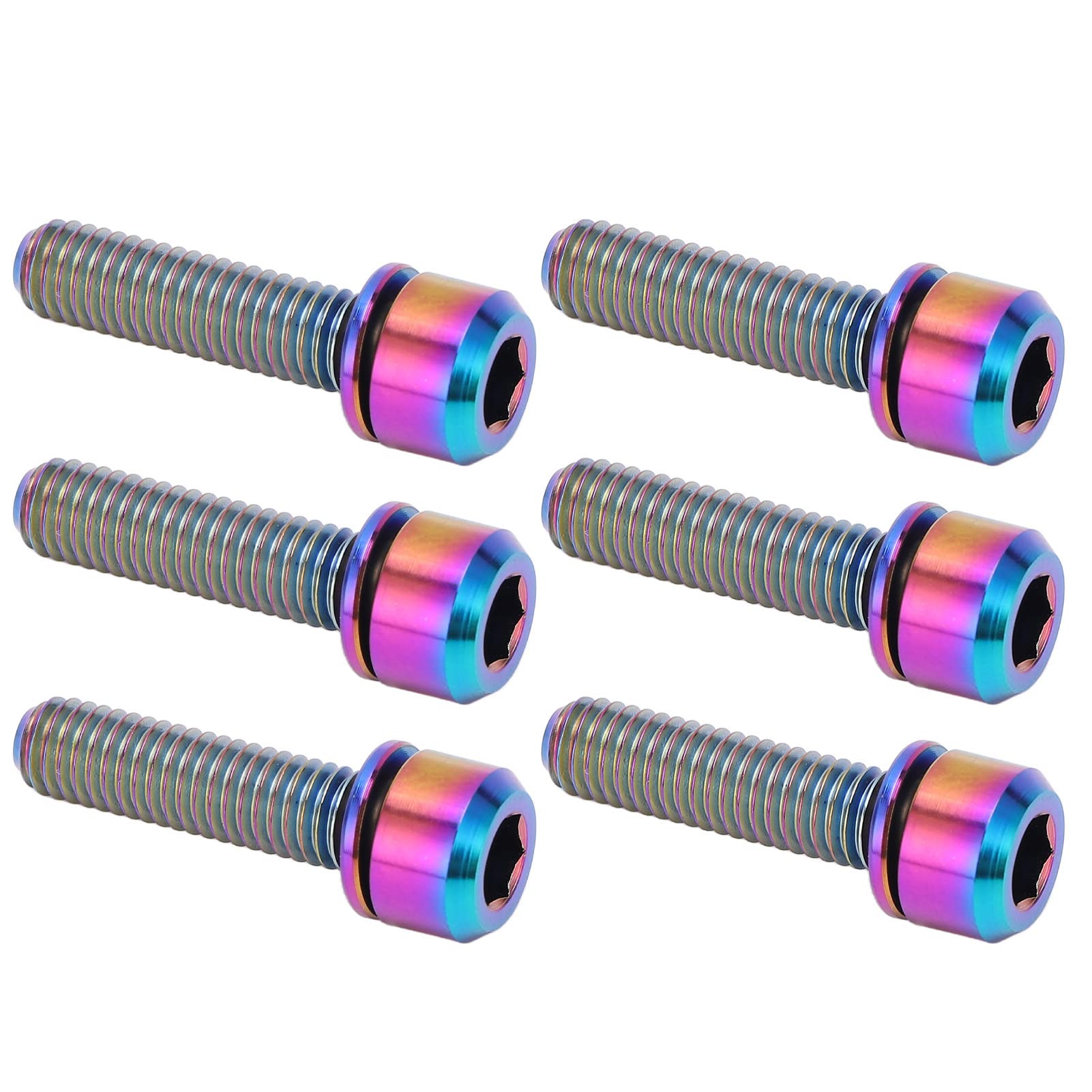 Yaruijia Bullone In Titanio M5x16/18/20mm & M6x35mm Testa Conica Allen Viti Con Rondella Per Stelo Bicicletta Headset 7pcs (M5x16mm M6x35mm, Titanio - Foto 10