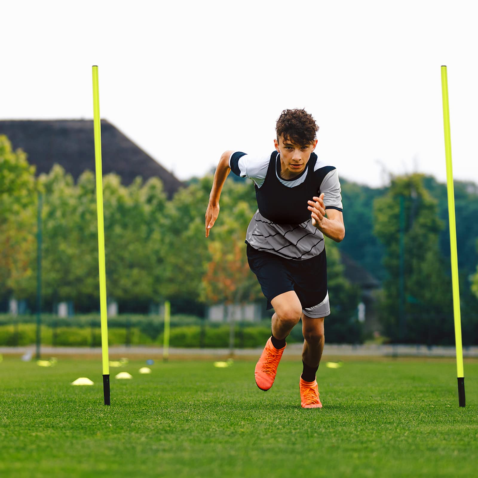 HENGMEI Lot de 6 barres d'agilité rebondissantes pour football - Accessoires d'entraînement pour l'agilité - Pour l'entraînement d'agilité et de coordination - Adultes et enfants - Chiens