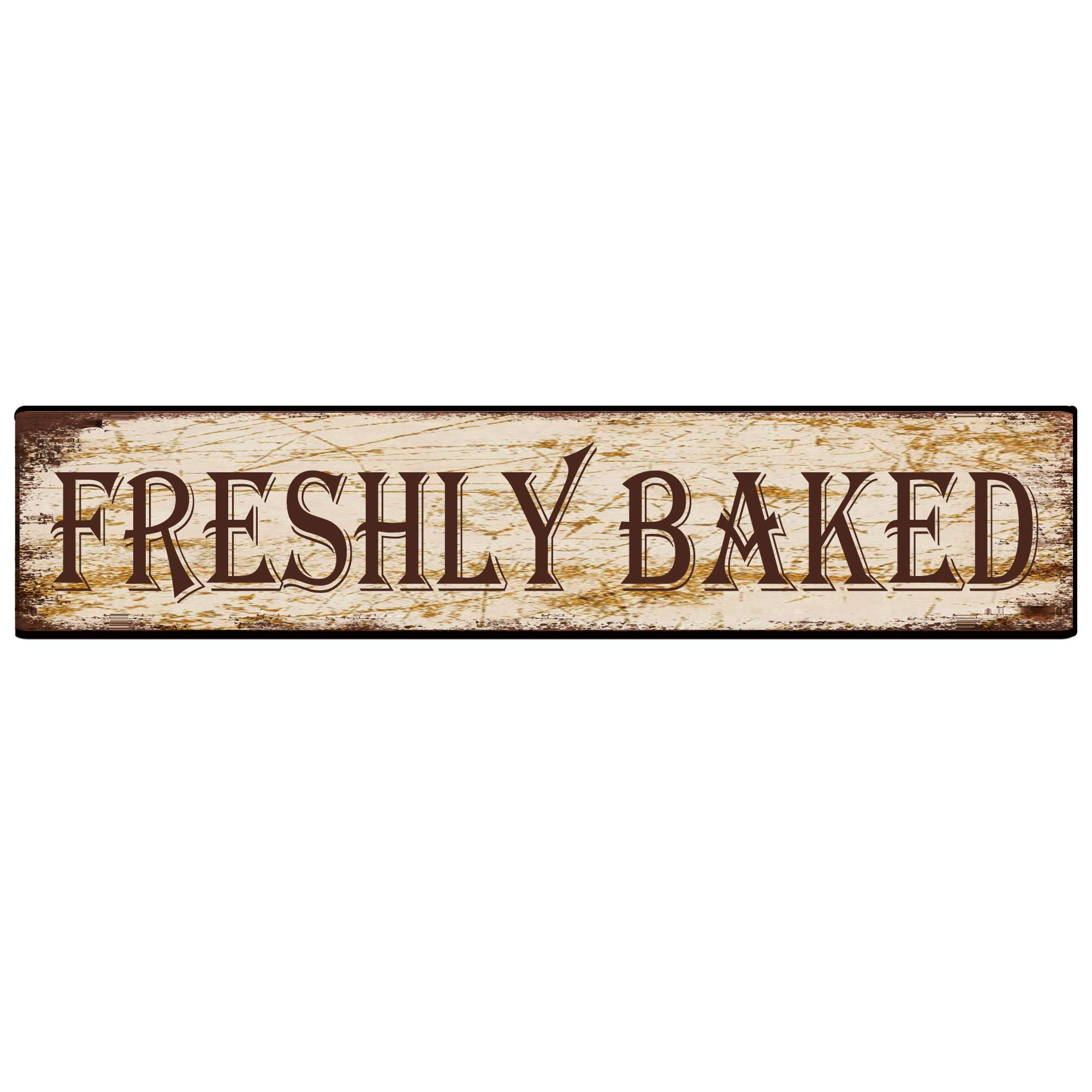 Freshly Baked Retro Tin Signs Aluminum Metal Sign for Kitchen Home Garden Wall Bar Cafe Decor 4x16 Inch