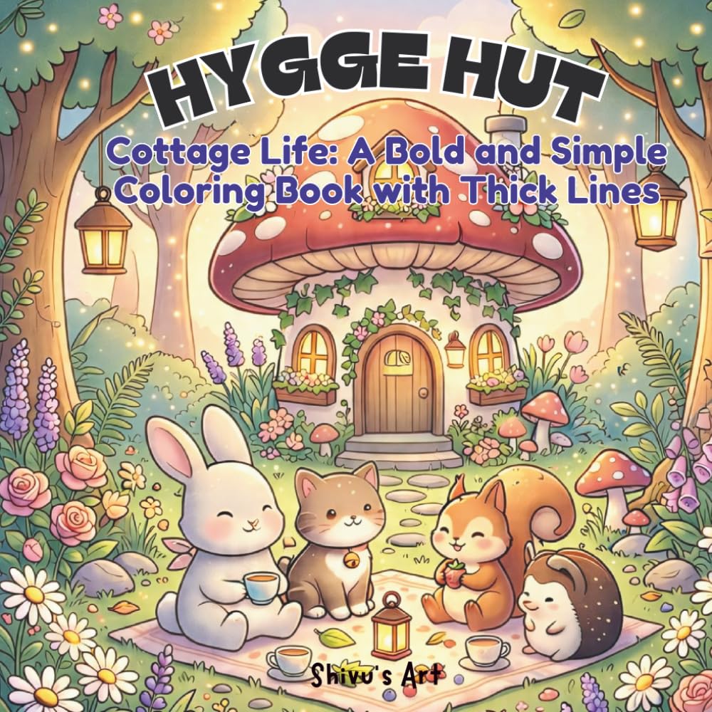 HYGGE HUT: Cottage Life: A Bold and Simple Coloring Book with Thick Lines.