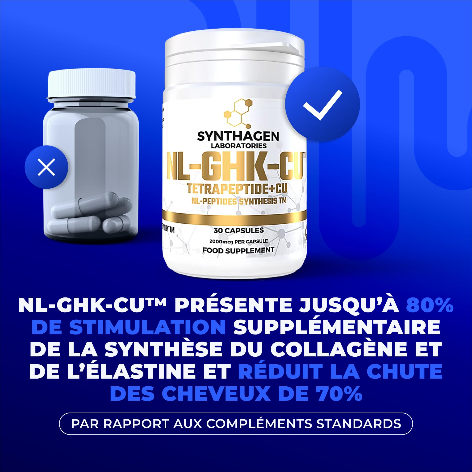 TRI-PEPTIDE + CU Peptides pour la Régénération de la Peau Traitement des Rides Cicatrices Croissance Épaisseur des Cheveux