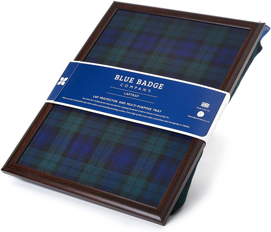 Blue Badge Co Tartan Lap Tray with Bean Bag Cushion, Padded Lap Tray for Dinner with TV or Breakfast in Bed, Laptop Holder, Moulds to Your Lap, 700 g