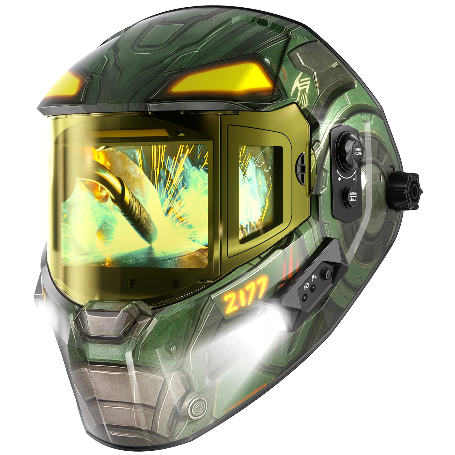 ANDELI Welding Helmet with Digital Filter and 3 Zones, Panoramic View of Fully Automatic Darkening 18.3 x 8.2 cm Extra Wide, LCD