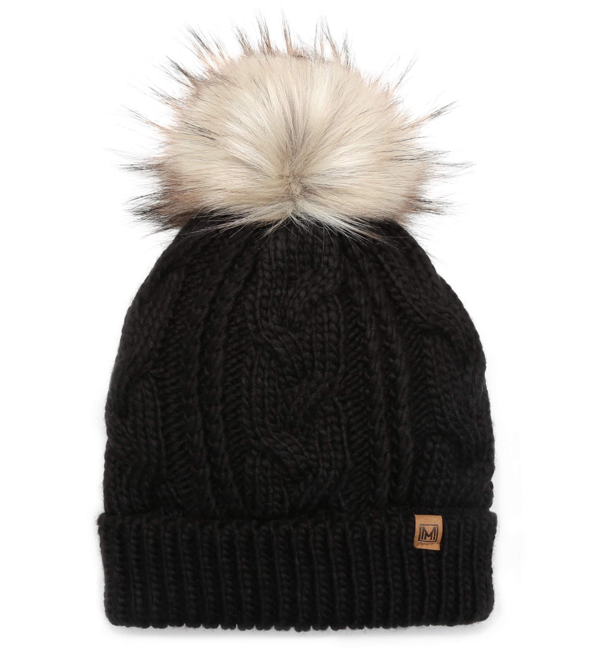 Mirmaruwomens Soft Faux Fur Pom Pom Slouchy Beanie Hat Sherpa
