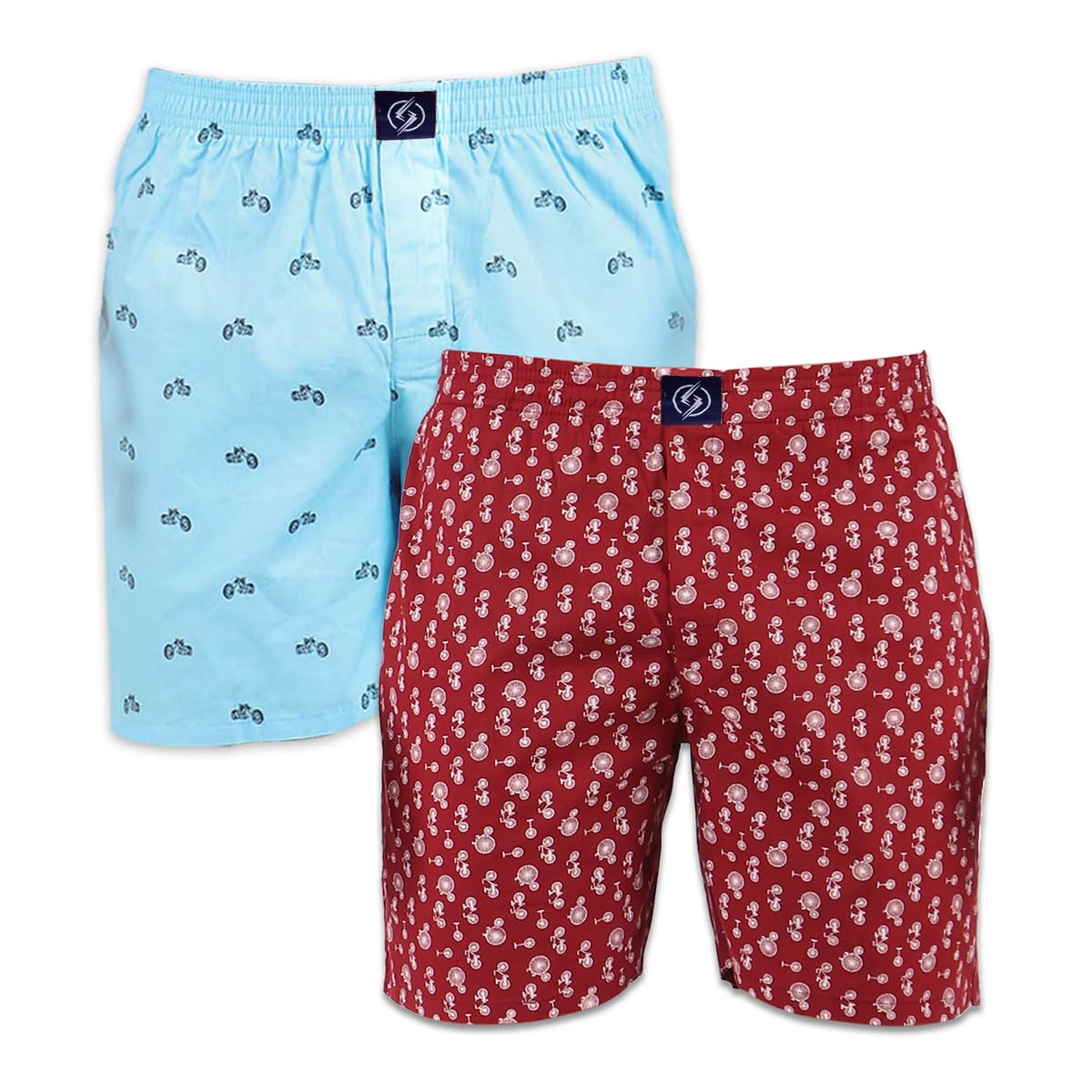 SUPERSQUAD Men's Multicolor Cotton Printed Regular Boxer Shorts (Pack of 2) New-MBB-14-L