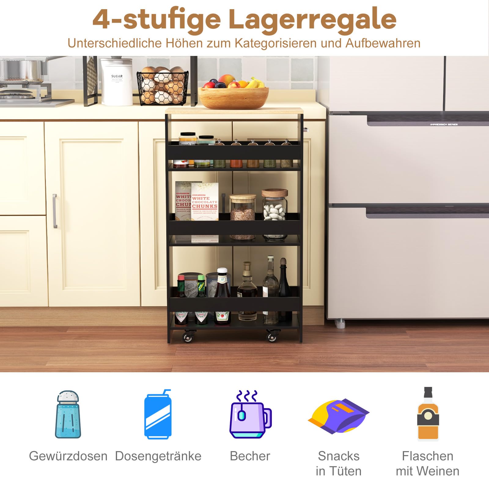 GIANTEX Badezimmerschrank Schmal, Nischenschrank Badezimmer, Nischenregal 20cm Breit, Platzsparender Badschrank, Nischenwagen Rollwagen mit Rollen, 47,5x20x80,5cm, Kleiner Schrank für Badezimmer Küche