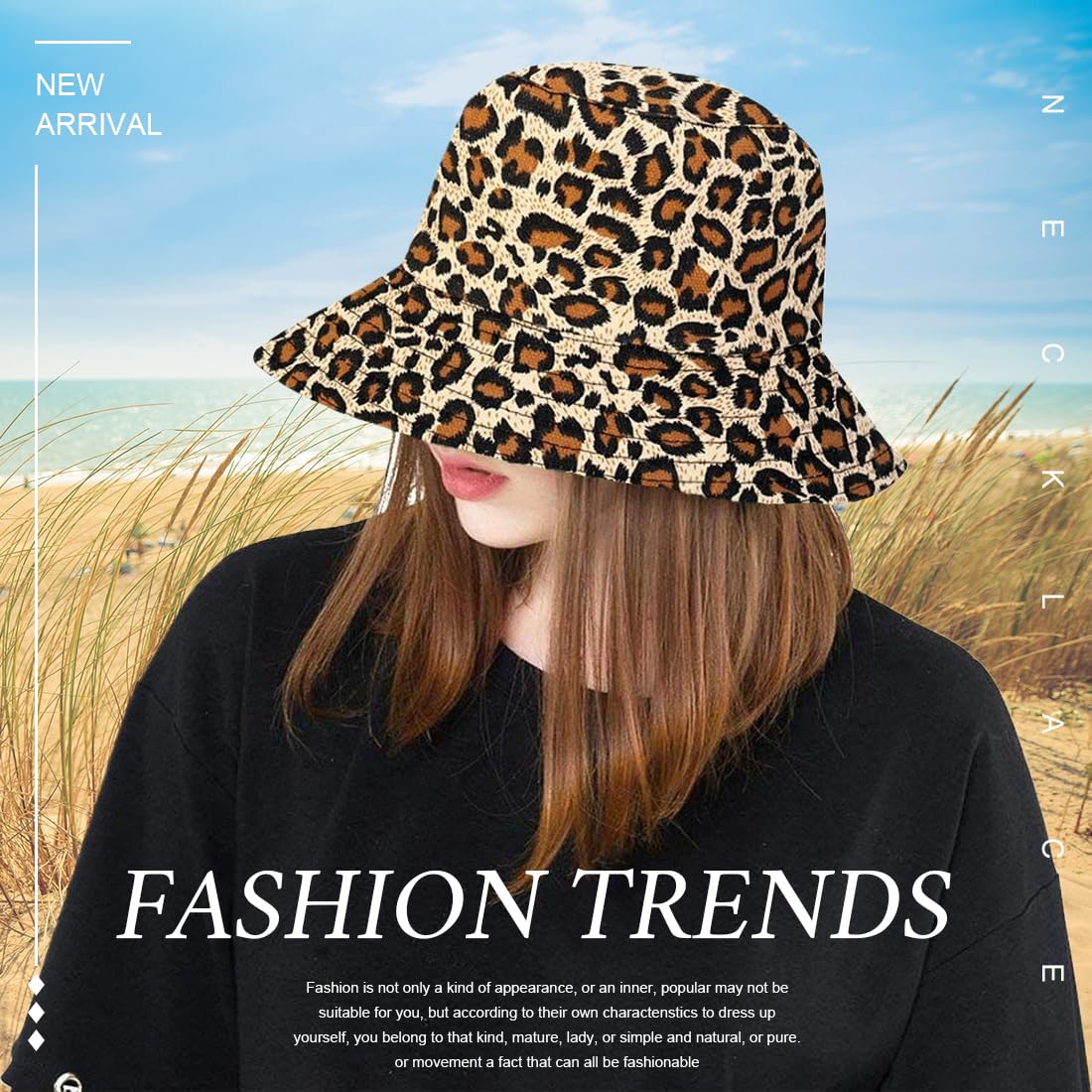 FJAUOQ Divertente cappello da pescatore estivo con viso leopardato cappello da spiaggia cappello da spiaggia moda ripiegabile cappello da sole per uomo donna, Leopardo animale 01, Etichettalia unica