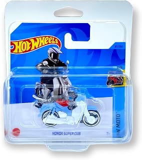 Hot Wheels Honda Super Cub (Blue & White) 3/5 HW Metro 2023-87/250 (Short Card) - COMES IN A KLAS CAR KEEPER PROTECTIVE COLLECTORS CASE - HKH74