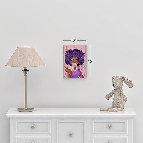 Miniatura 5 de SmileArtDesign Arte de pared afroamericano, arte de pared de niña negra, chica bonita afroamericana, goma de mascar rosa, impresión afroamericana