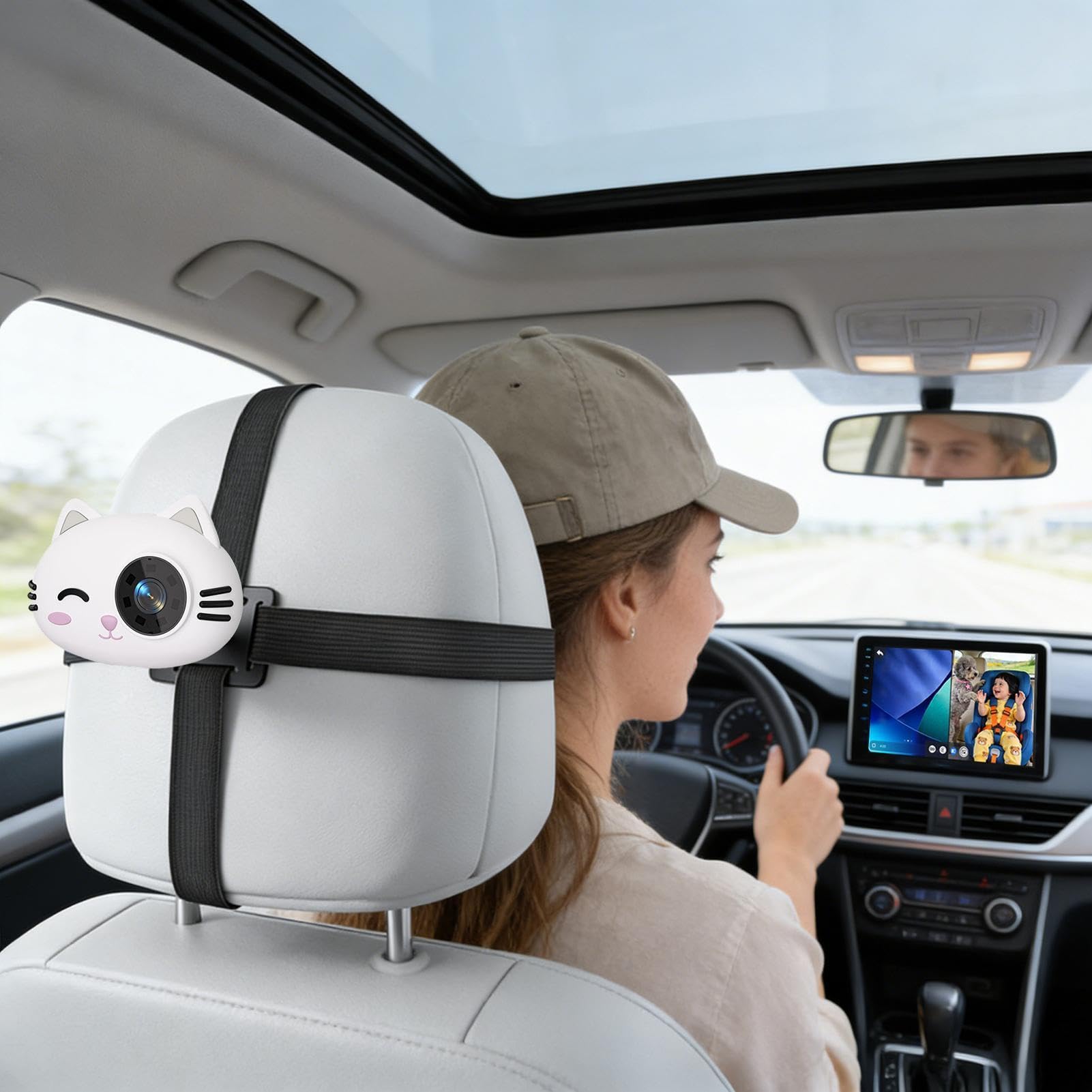 Telecamera per Bambini in Auto con Visione Notturna 1080P Video Plug and | Telecamera Auto Senza Fili Mamma Papà Viaggi Gite in Auto Guida Lunghe Distanze Campeggio Shopping Picni