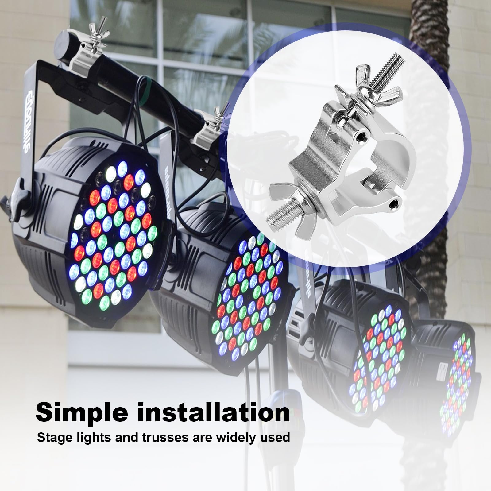 4 Stück Truss O Clamp, 30-35mm Bühnenbeleuchtung Halterung Traversen Klammern Aluminium Truss Haken für Bühnenlichter Hanging Bracket 80KG Ladekapazität (Silber)