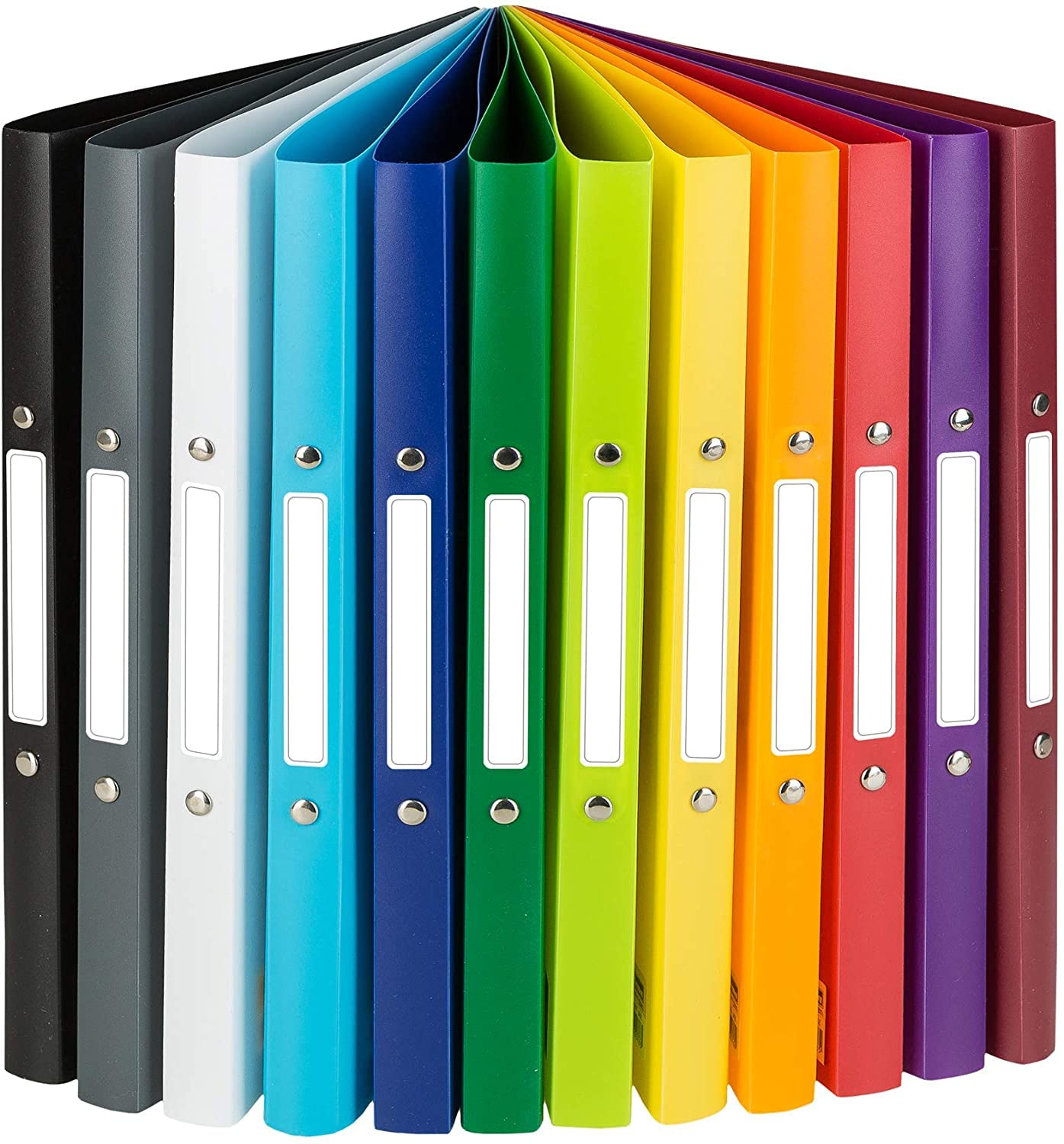 Idena 10426 Ringbuch DIN A4, im 24er Set, 2-Ring-Mechanik, 20 mm breit, in 12 Farben (jede Farbe 2x)