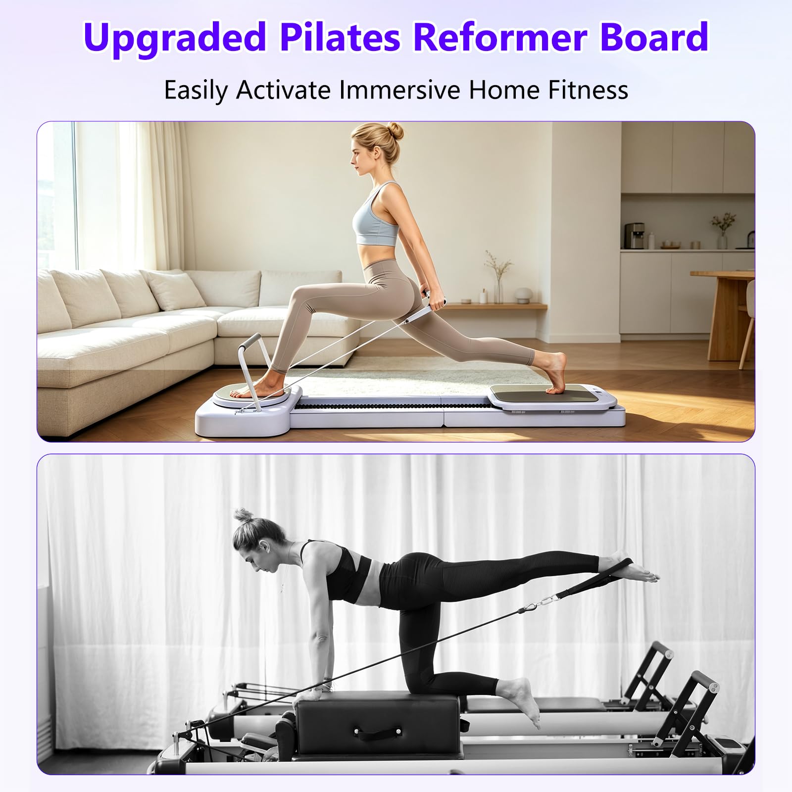 Tabla de pilates para el hogar, tabla reformadora de pilates con caja de
