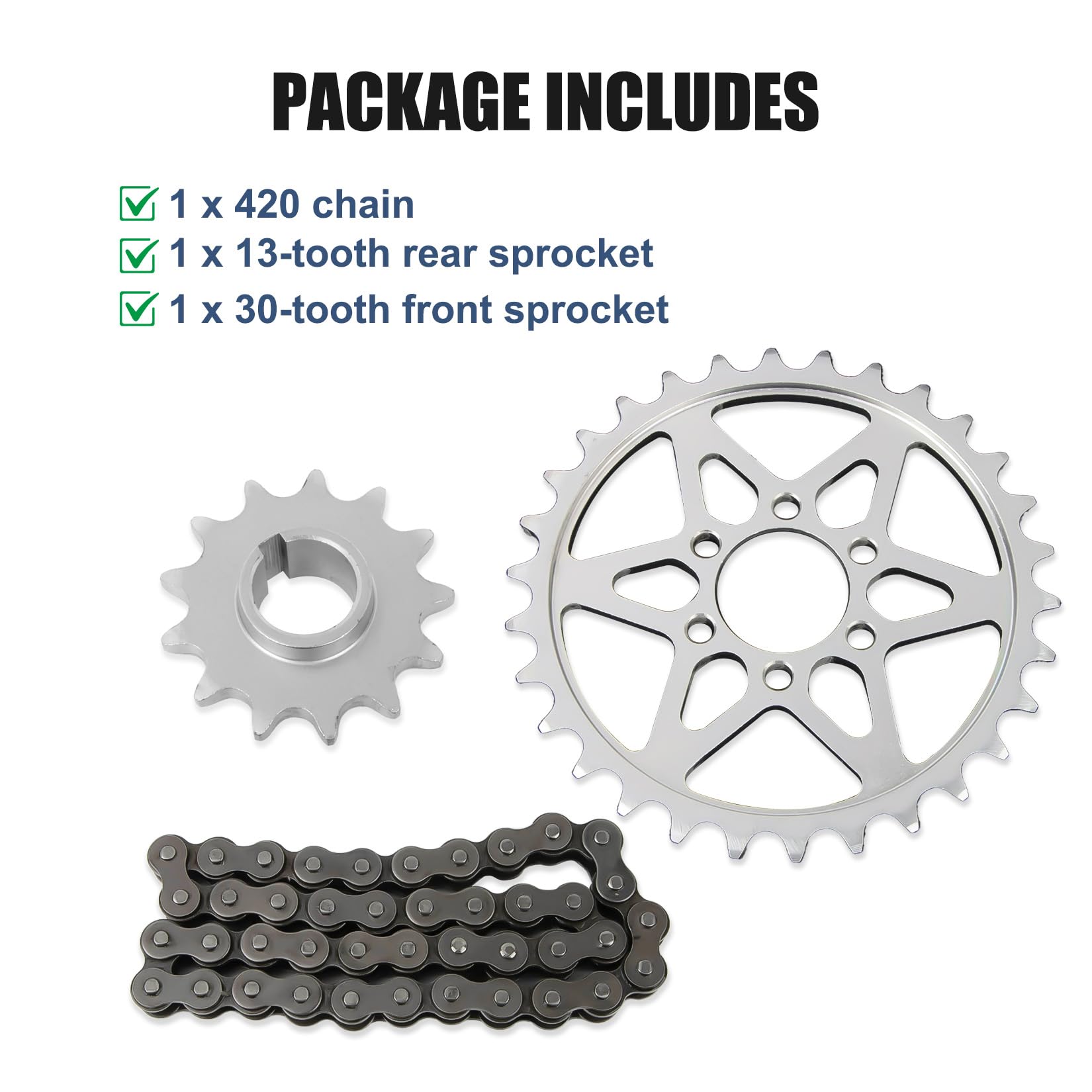 PSLER Kit de Conversión de Cadena de Transmisión con Piñón de Transmisión 420 para Sur-Ron Light Bee X S Segway X160 260 Kit de Cadena para Moto Todoterreno 30 Dientes Delante y 13 Dientes Detrás
