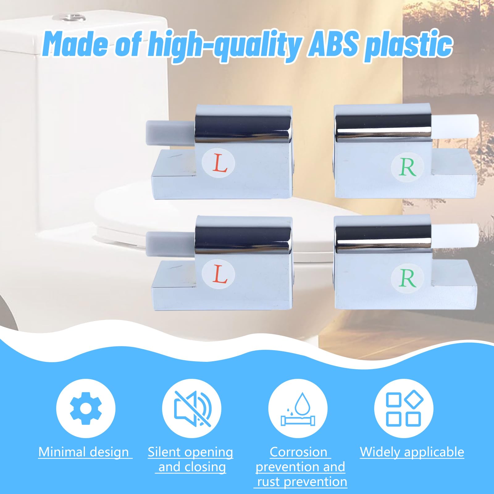Aghoer Wc-bril scharnier, 2 stuks, ABS, softclose, zwart, modern, D-vormig, handmatig, TOILET_SEAT