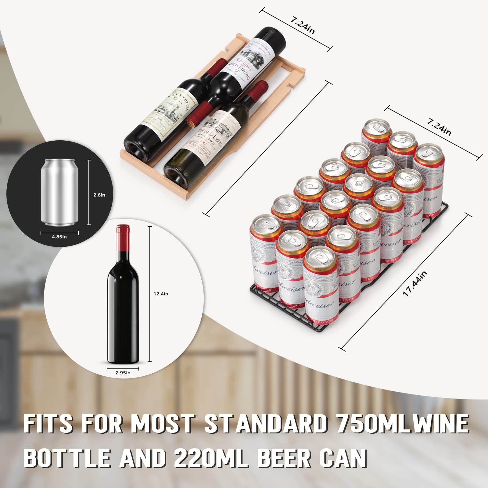 Antarctic Star Wine And Beverage Refrigerator, 24 Inch Dual Zone Wine Cooler With Glass Door, Built In Or Under Counter Wine Fridge With Blue LED Light,18 Bottles And 66 Cans Capacity Beverage Cooler on Fridge.com - View 6