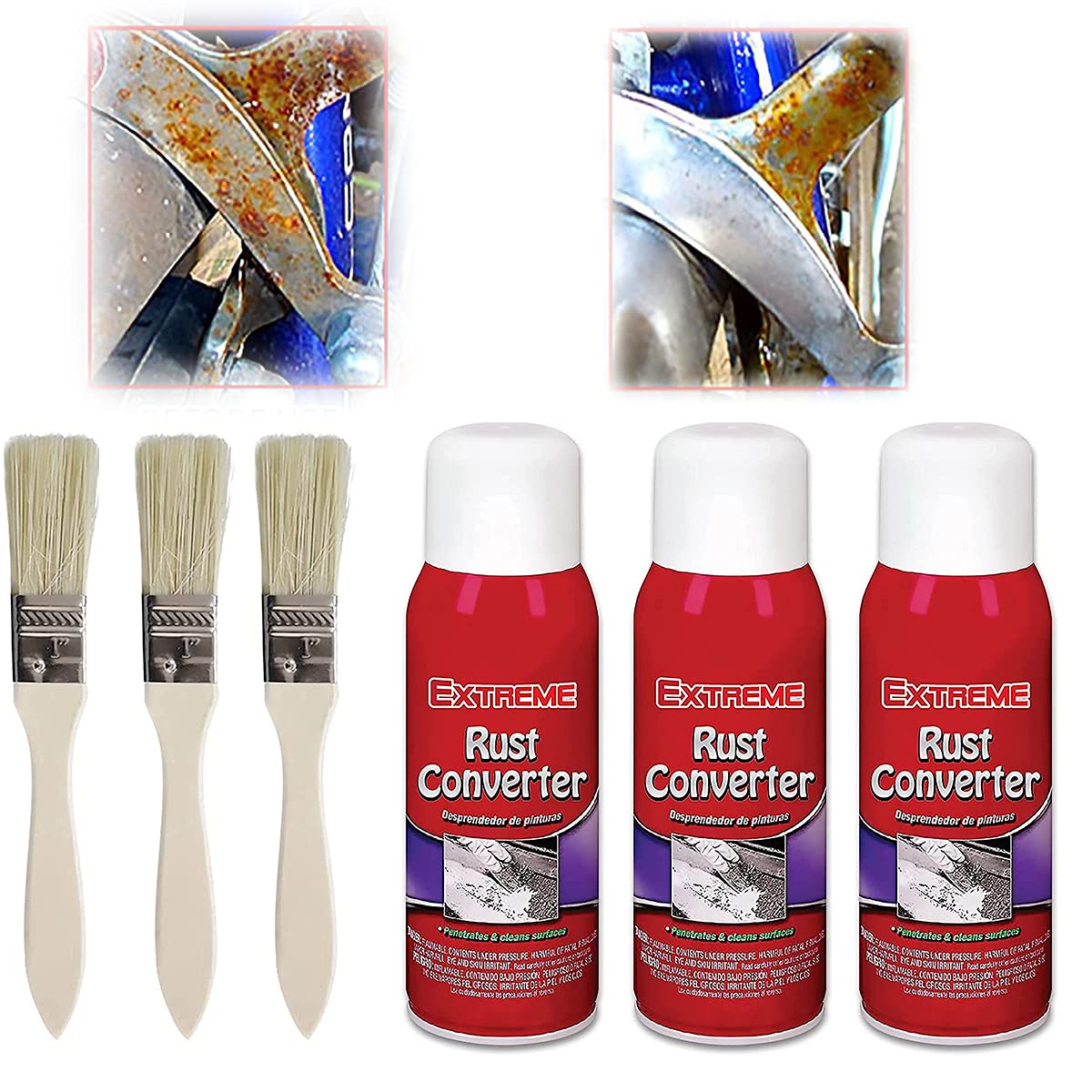TTCPUYSA 3PCS Car Chassis Derusting,Extereme Rust Converter 100ml Multi-Purpose Rust Remover Rust Inhibitor Derusting Spray,Maintenance Cleaning Rust Dissolver for Car