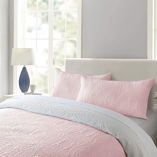 Miniatura 4 de Boryard Juego de edredones de tamaño Queen  Juego de colcha ligera y suave a rayas de tamaño matrimonial (90 x 90 pulgadas) con 2 fundas de almohada