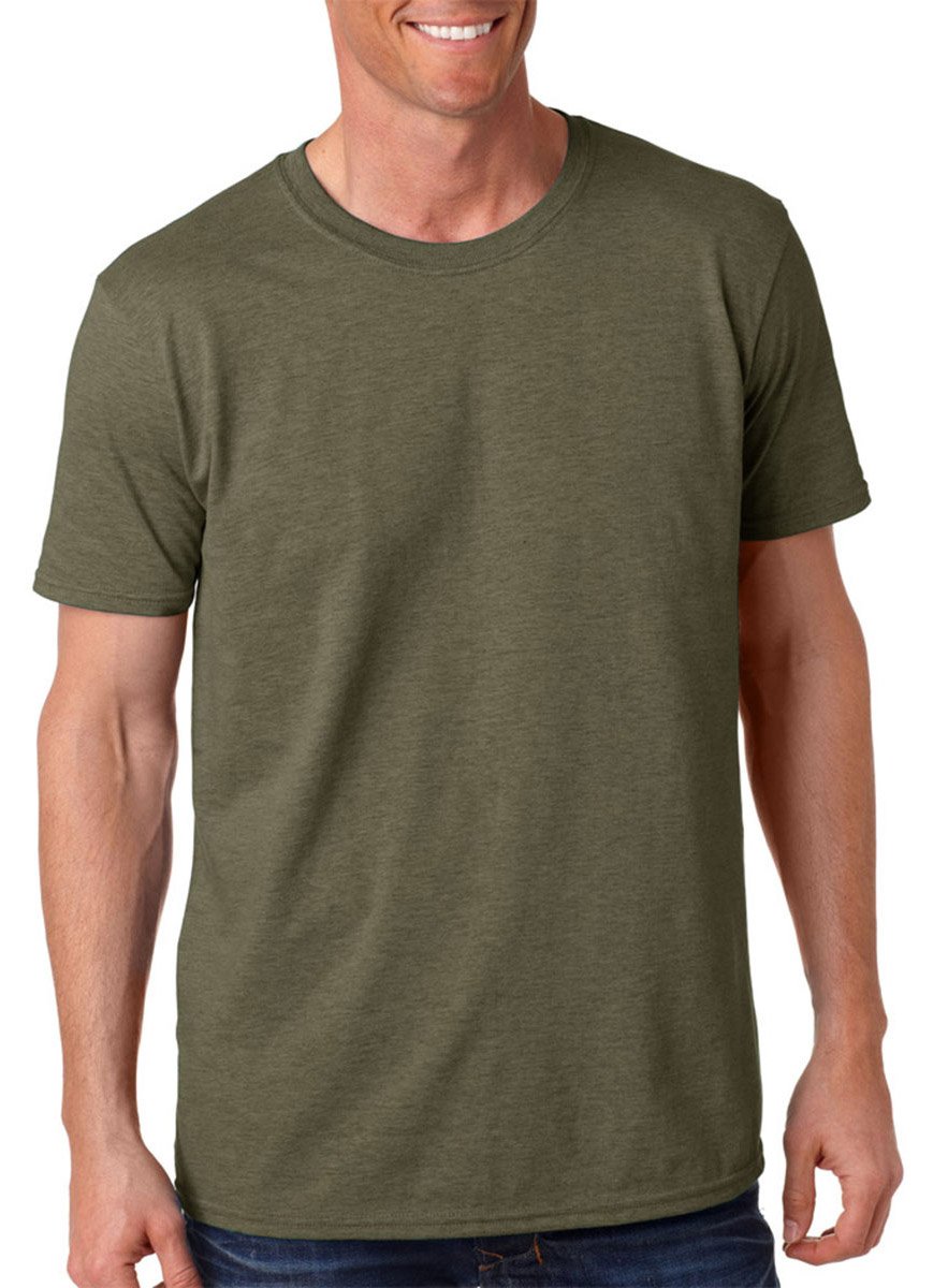Gildan Men's Large,Heather Military Green Short Sleeve Soft-Style™ T-Shirt (L) (Heather Military Green)