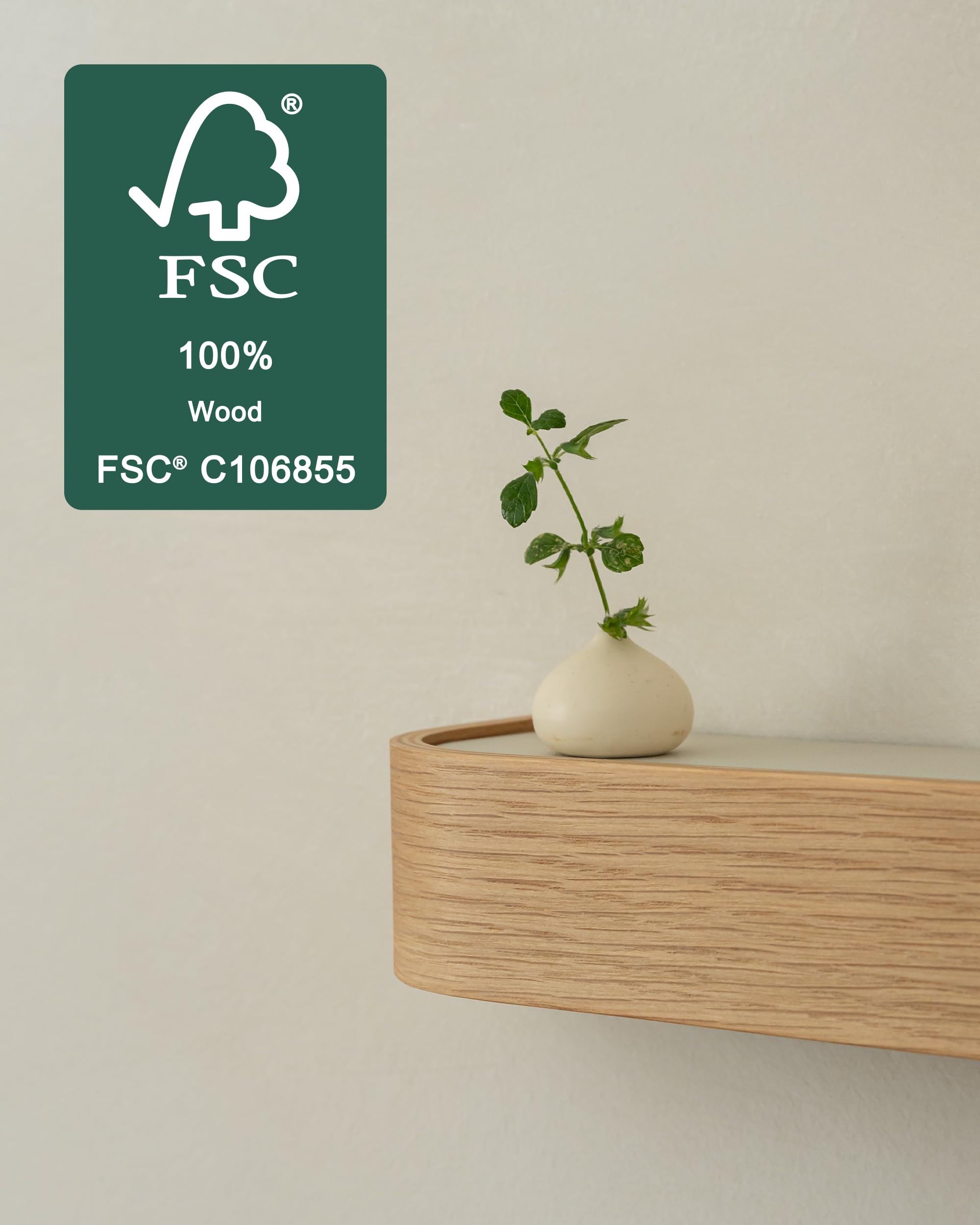 Kazai. Portachiavi da Parete 'Toke' | Design di Appendichiavi da Parete di Berlino | Porta Chiavi da Muro con Mensola in Legno | Porta Chiavi Ingresso per Parete e Corridoio | Quercia