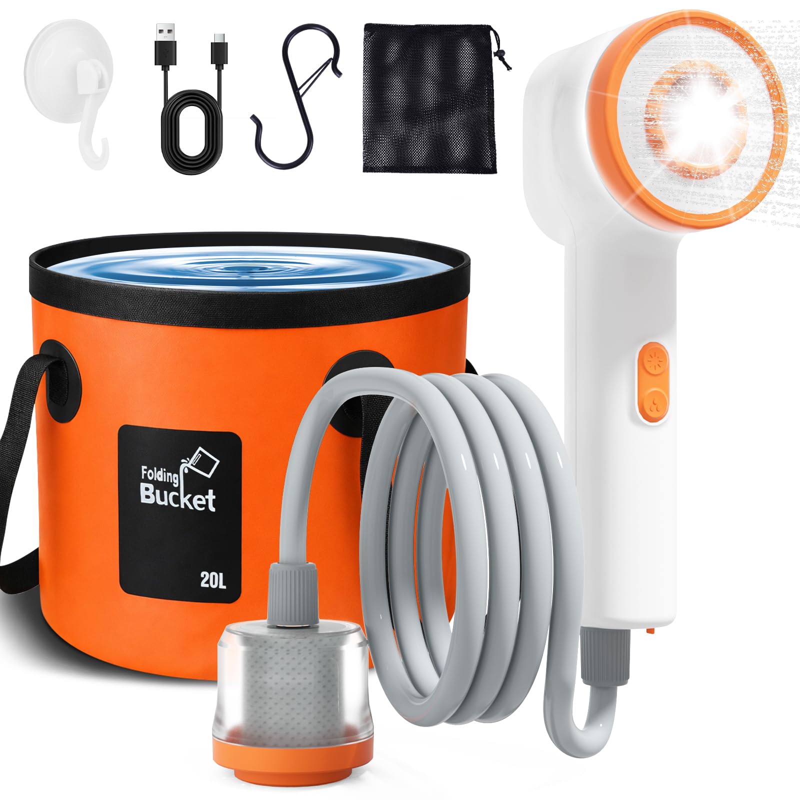 Ducha portátil de camping (naranja)
