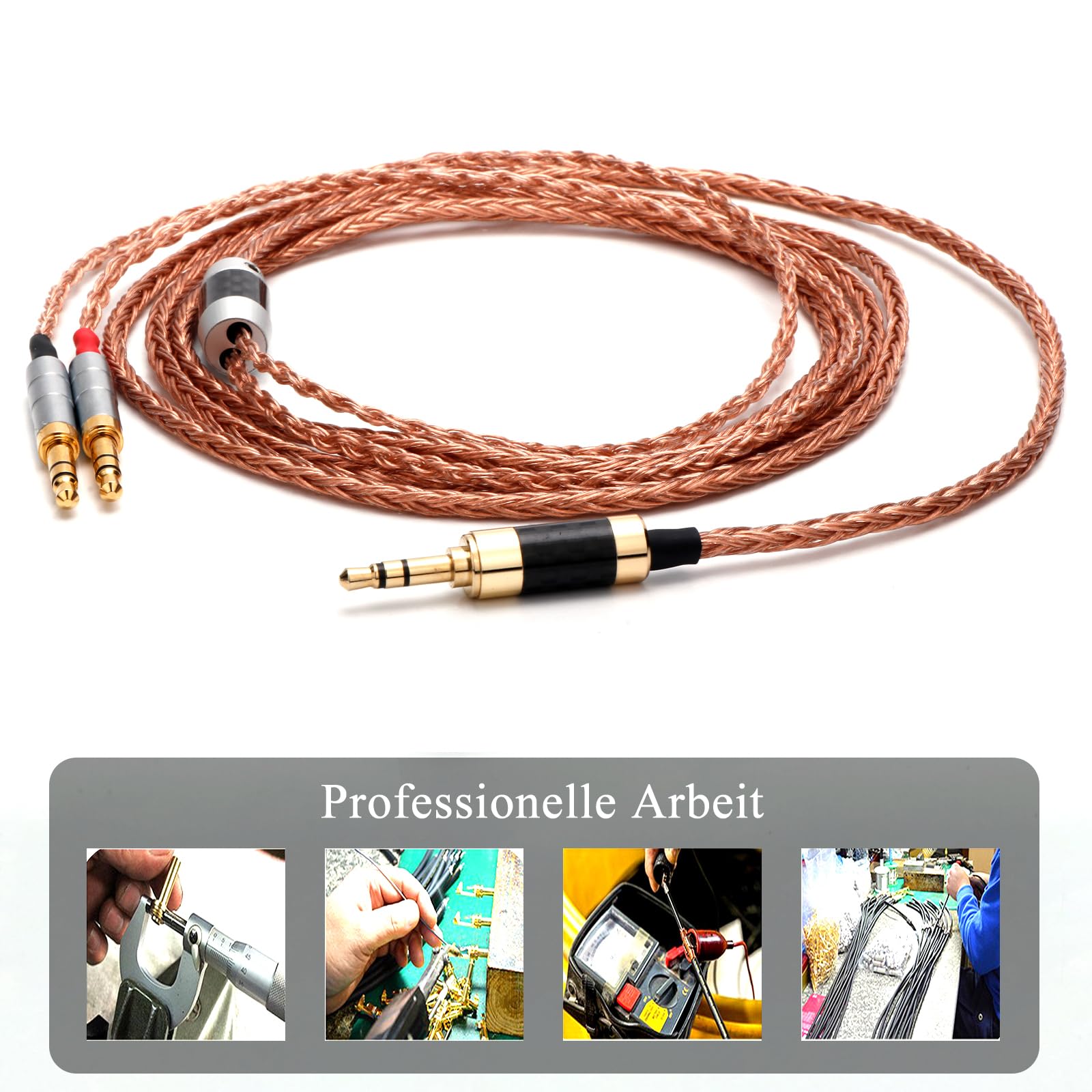 Monosaudio High End - Cable de actualización para auriculares (conector de audio de 3,5 mm, conector de audio de 3,5 mm, aislamiento de PTFE, 1,5 m, cable de repuesto HiFi con 16 núcleos, cable de