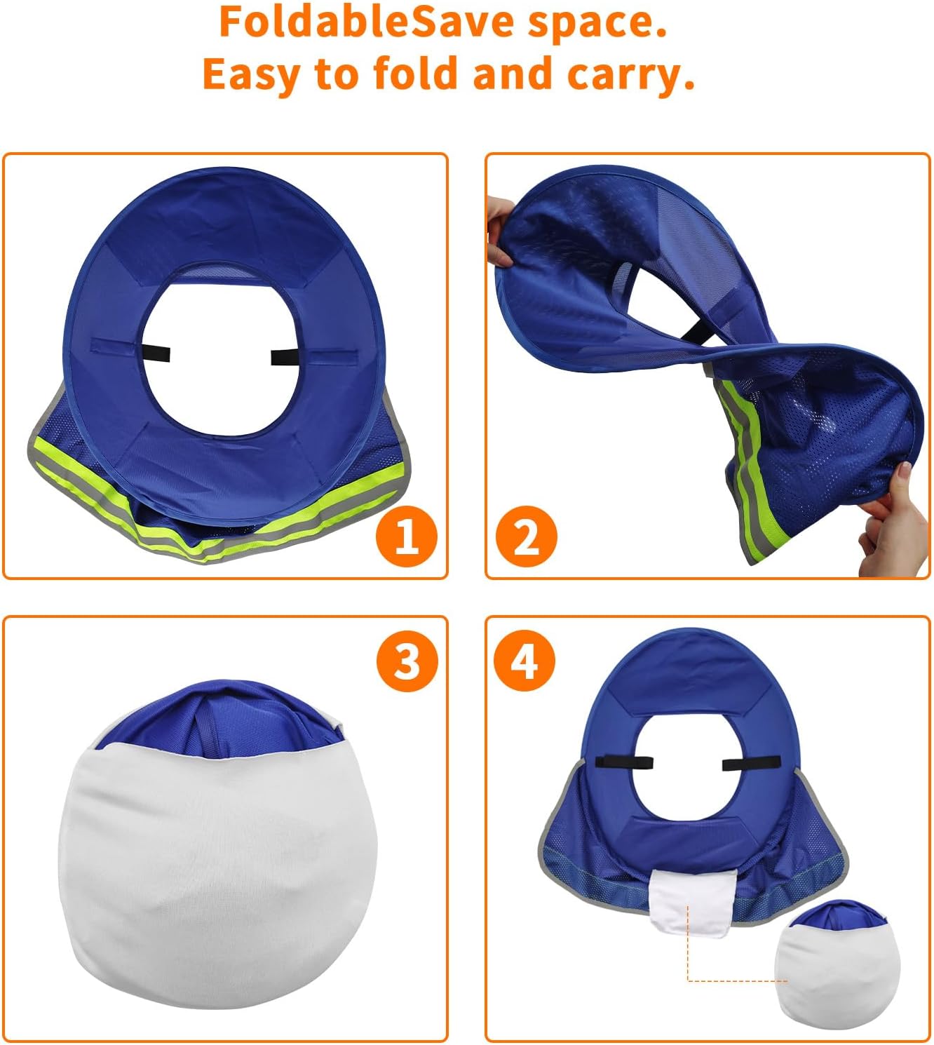 4 Pack Sun Shade Full Brim, Visor Mesh Neck Sun Shield with Reflective Strips Neck Sunshade Cover, Accessories (Blue)