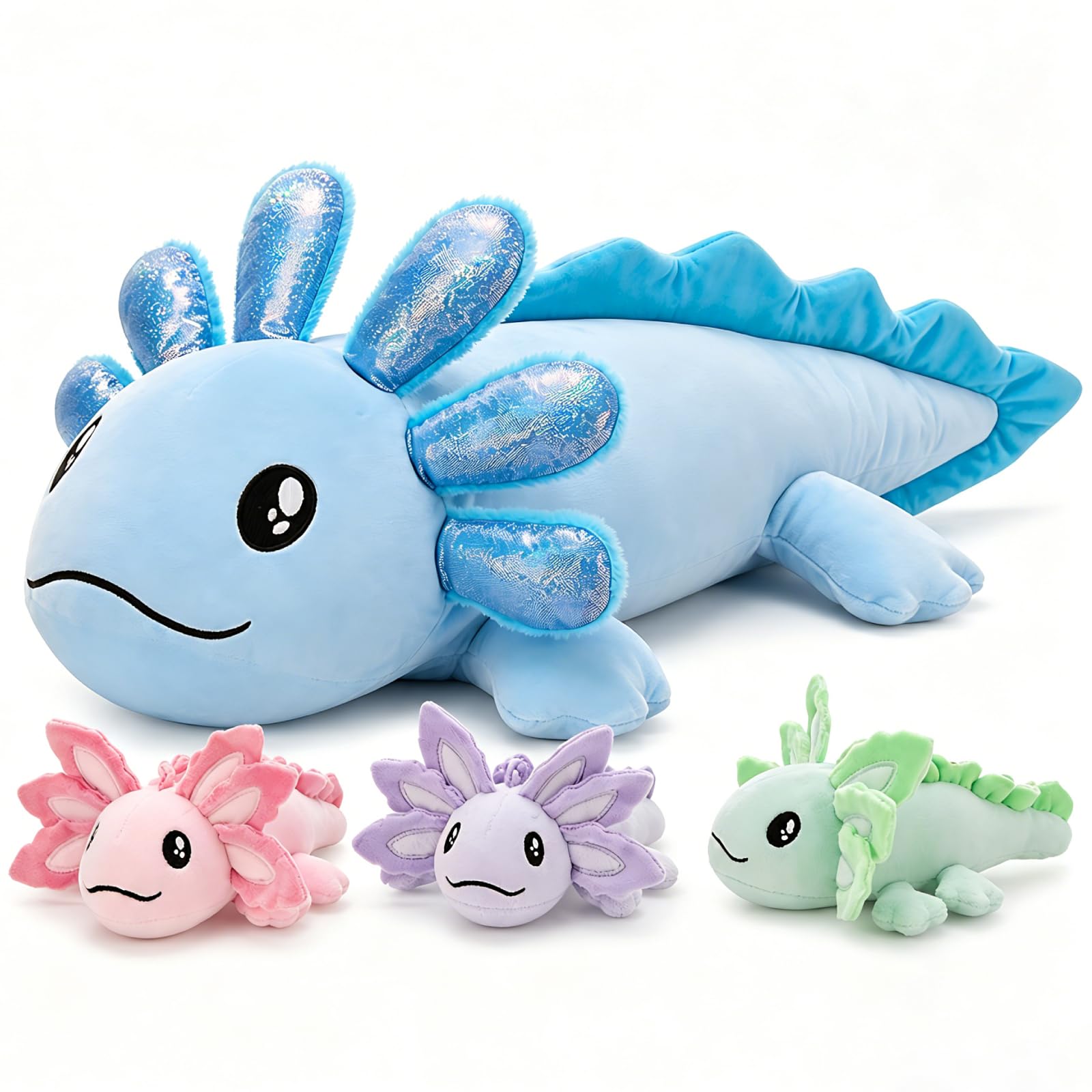 MaoGoLan Giant Blue Axolotl Plush with Babies, 33" Axolotl Stuffed Animal