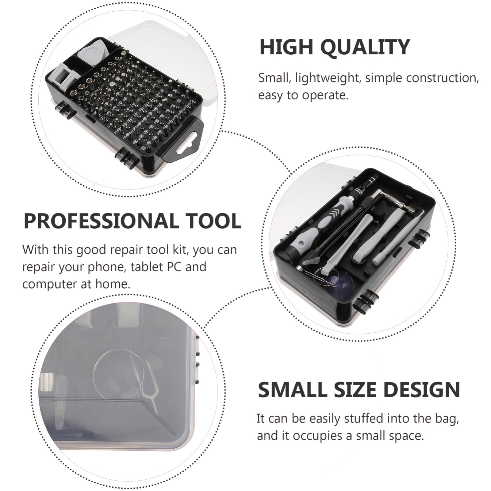Kit Riparazione Smartphone 115 in 1 in Acciaio al Cromo Vanadio | Nero, per Tablet PC e Telefono, Set Professionale Leggero e Facile da Trasportare Colore Casuale