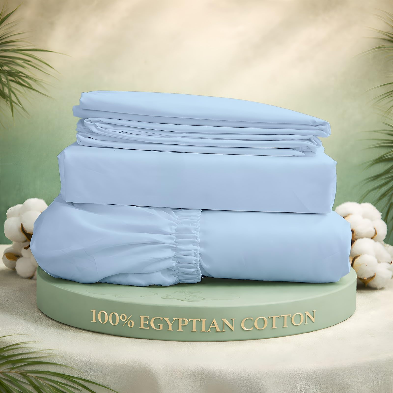 Set di lenzuola in 100% morbido cotone egiziano a 400 fili, set di lenzuola per letto matrimoniale XL, set di lenzuola in puro cotone egiziano con tasca fino a 38,1 cm (blu cielo)