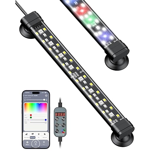 Pawfly Aquarium Light with Bluetooth for Plants, 5W 8 inch Full Spectrum Fish Tank Light for 8-15 inch Fish Tanks, Submersible LED Lights with App Control, Timer Modes & Adjustable Brightness