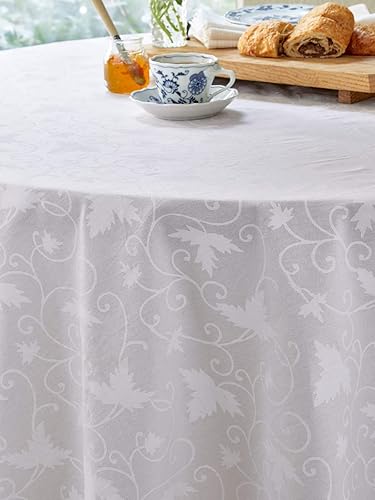 Miniatura 4 de Saffron Marigold Ivy Lace  Elegante mantel indio redondo blanco para boda 90