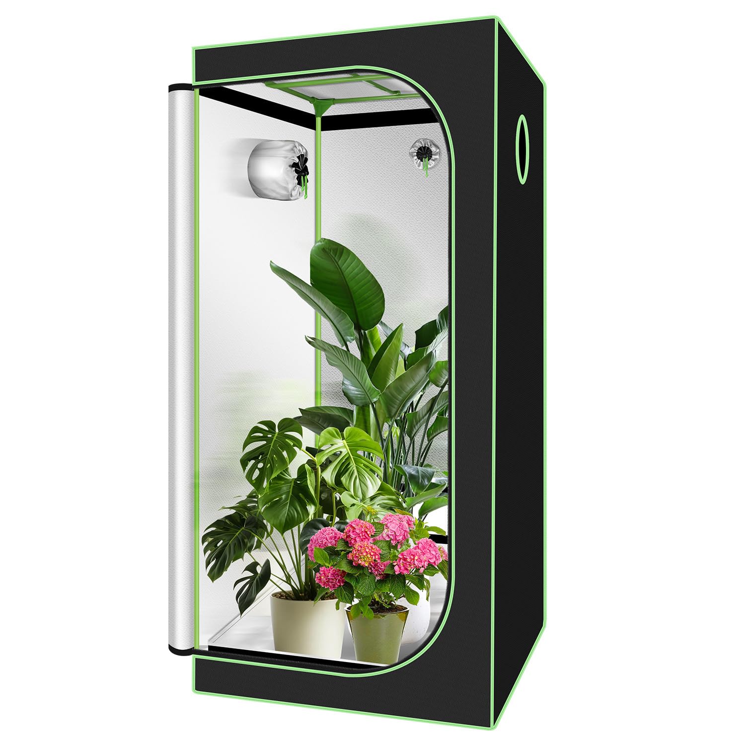 Tienda de cultivo 80 x 80 x 180 cm, resistente a la luz y al agua, armario de cultivo con ventana de observación, caja de cultivo para invernadero, cultivo en interiores