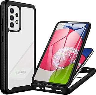 CENHUFO Samsung Galaxy A52 5G Case, Shockproof Cover with Built-in Screen Protector Rugged Durable Full Body Heavy Duty Protection 360° Bumper Clear Cell Phone Case for Samsung Galaxy A52 5G/4G -Black