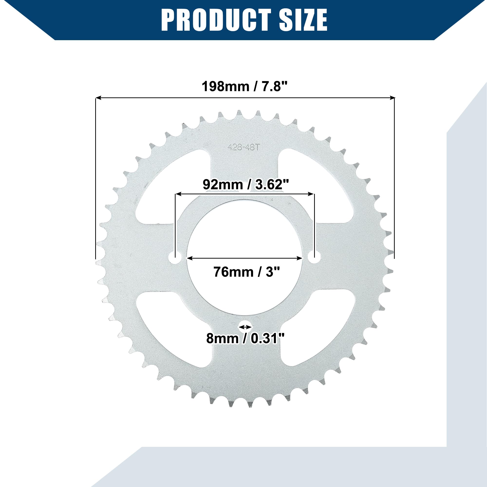 Hp Sprocket 428 Pitch 48 Tooth 52mm Motorcycle Chain Sprocket Rear