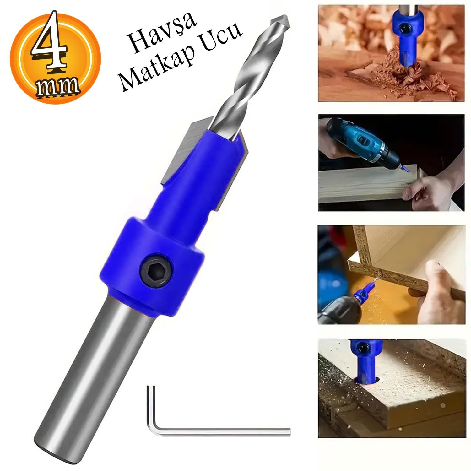 Badem10 Havşa Ahşap Açma Matkap Ucu 4 mm Havşalı