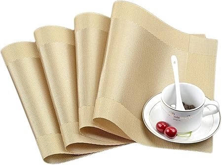 Baskety (Set of 4 Pcs) Colorful Place Mats Tablemates (Gold)