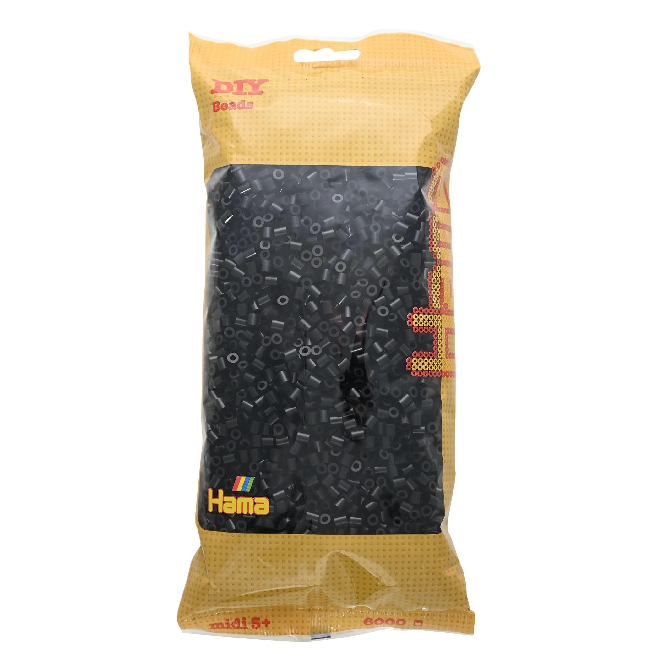 Hama 644047 – 20518 – Midi Kreativset Beutel mit 6000 Perlen – Schwarz, Klein