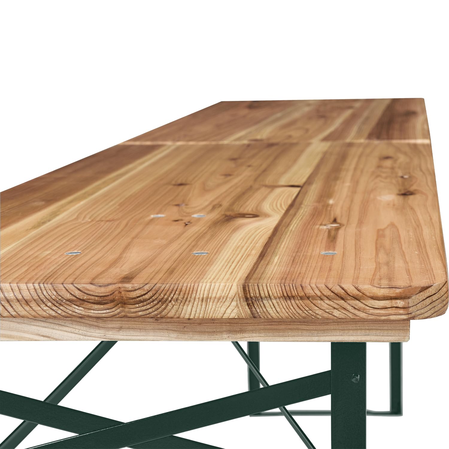 Juskys Set da giardino 3 pezzi, tavolo da birra pieghevole 220 cm e panche in legno di abete, finitura naturale, per tende da festa e uso esterno